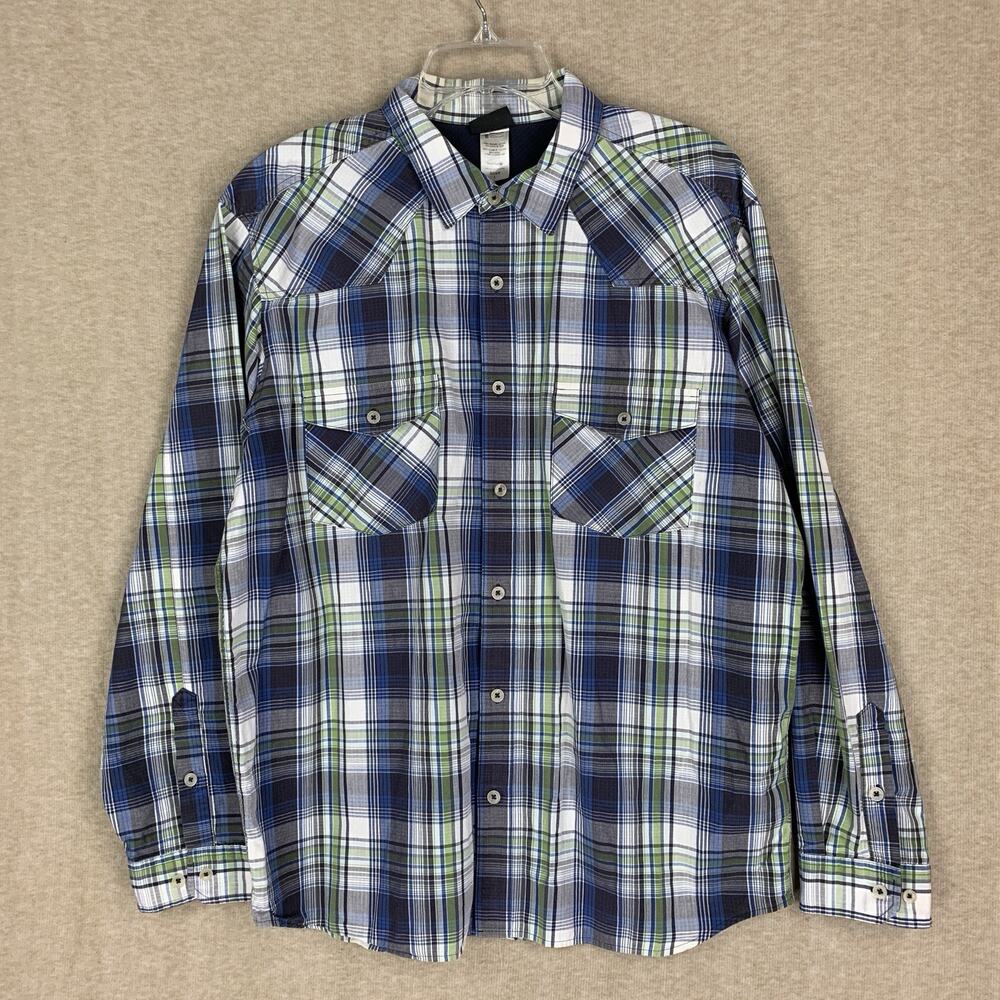 Patagonia Long Sleeve Good Shirt Mens L Blue Button Up Plaid Organic Cotton 5225
